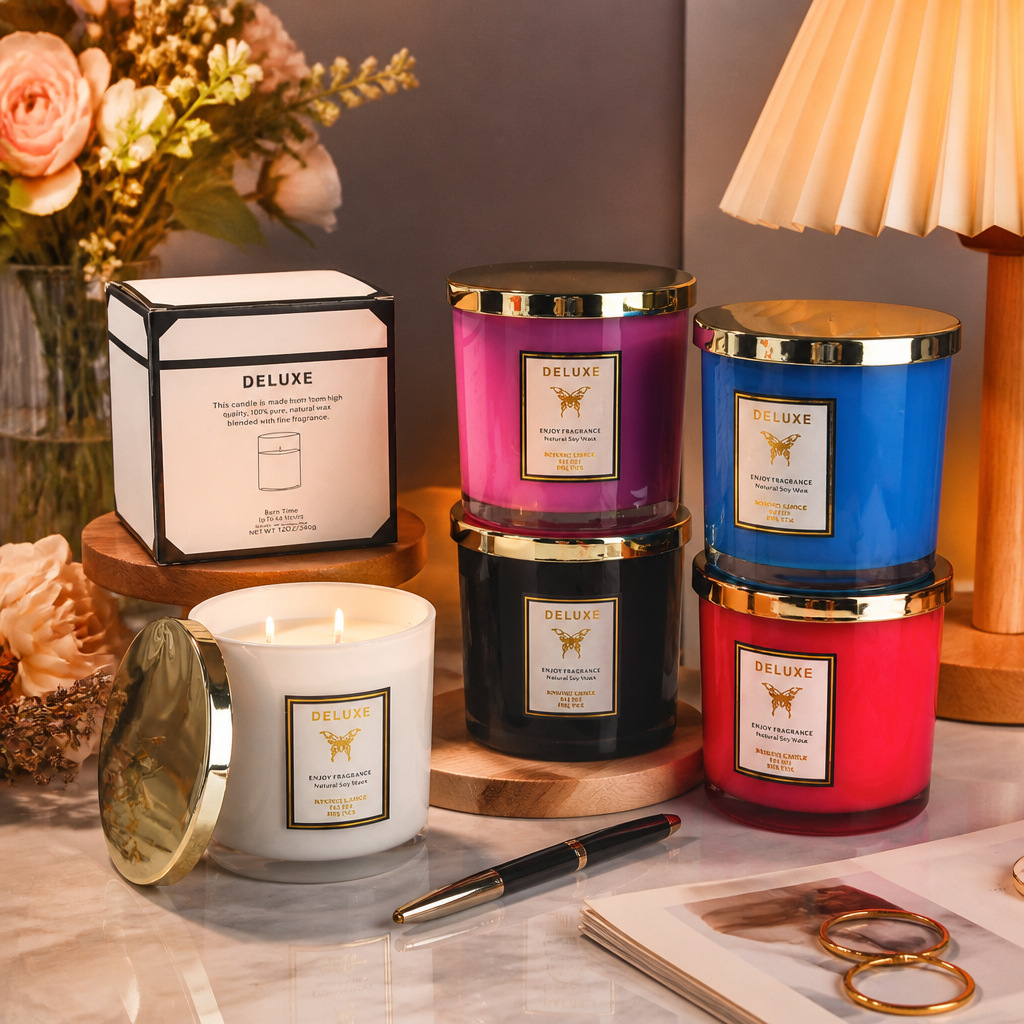 Soy Wax - Ароматическая свеча в золотом стеклянном футляре,